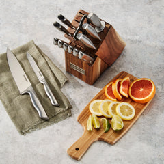 15pc Elite Series Stainless Steel Block Set with Acacia Block