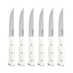 6pc White Triple Rivet Steak Knife Set